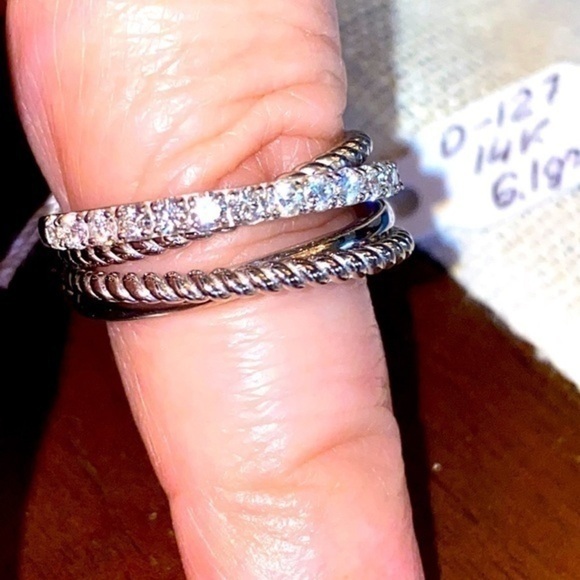 Dimond Ring Damiani style catalog fashion white gold 14K natural diamonds 💎 - Picture 3 of 7